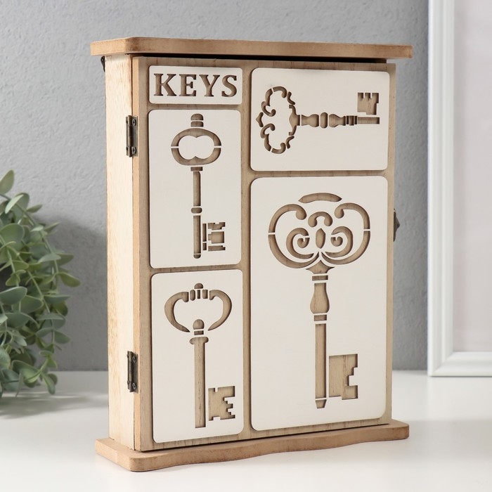 Ключница дерево 6 крючков "Ключи" 6,2х19,5х25,2 см
