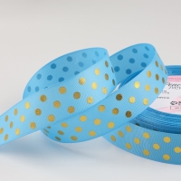 Лента репсовая с тиснением &laquo;Горох&raquo;, 25 мм, 23 &plusmn; 1 м, цвет голубой №184