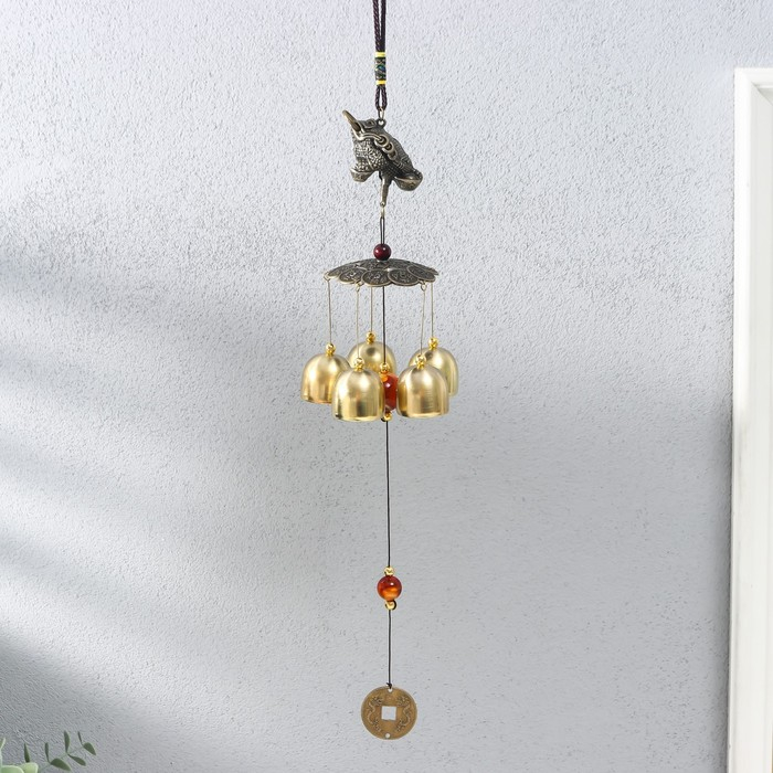 Музыка ветра металл Музыка ветра металл "Денежная жаба на монетках" 5 колокольчиков 41х6 см