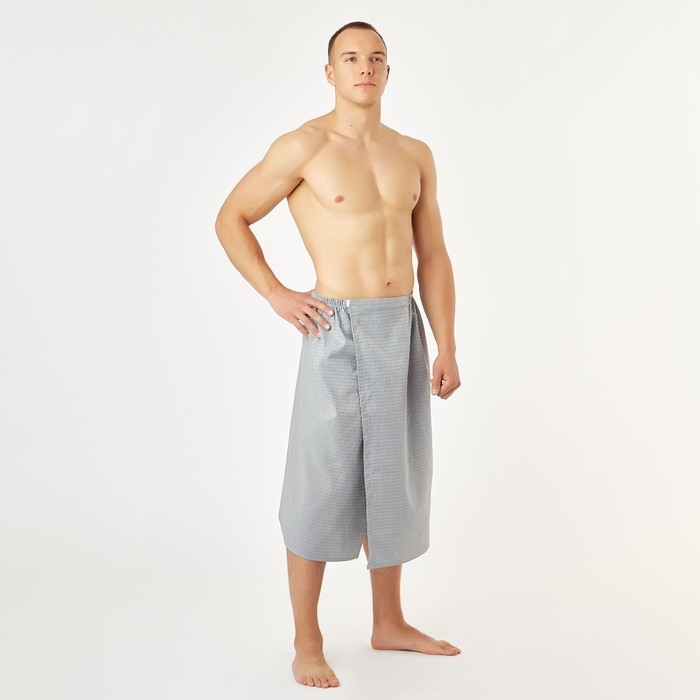 Полотенце вафельное для бани «Экономь и Я» (мужской килт), 75х144см, цвет серый Полотенце вафельное для бани «Экономь и Я» (мужской килт), 75х144см, цвет серый