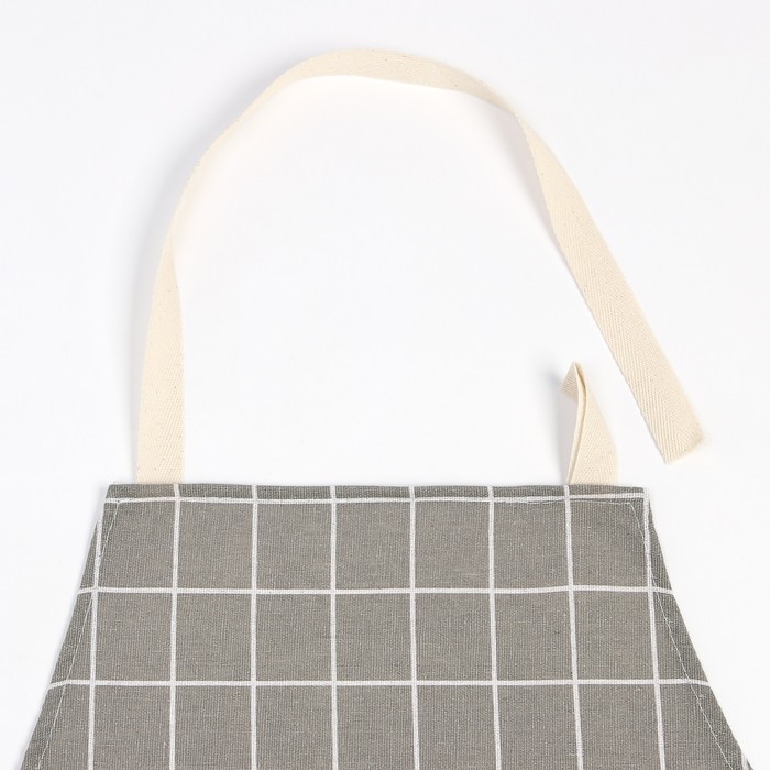 Фартук Экономь и Я Клетка.цвет бежевый, 56*70&plusmn;4см, 100% хл, рогожка