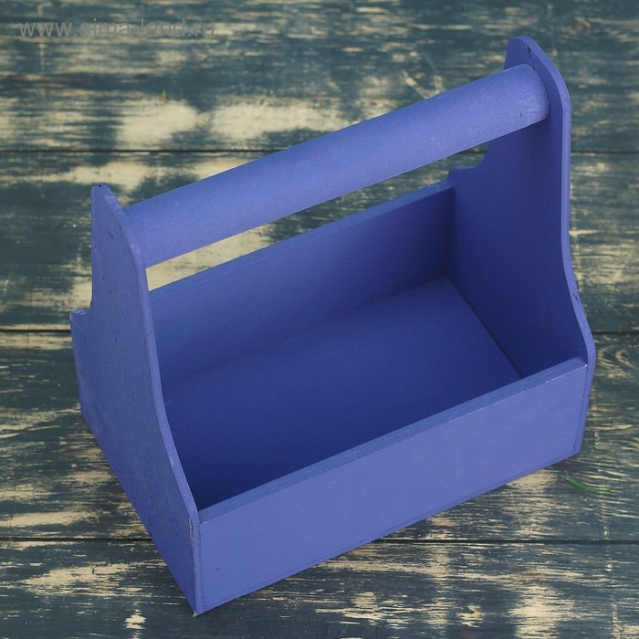 Кашпо деревянное 20&times;12.5&times;20 см Стелла Моно, с ручкой, фиолетовый Дарим Красиво