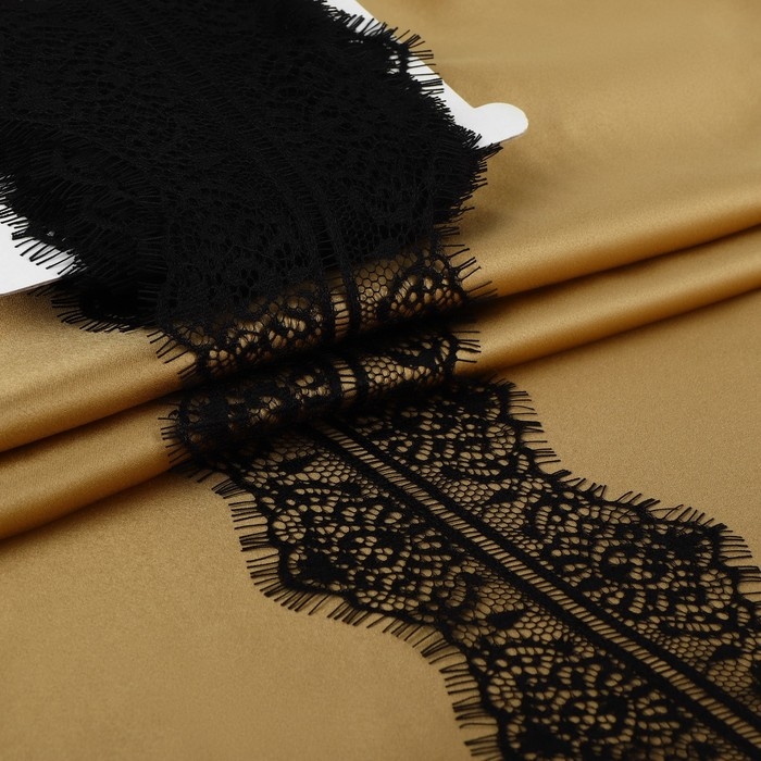 Кружево реснички, 105 мм &times; 9 &plusmn; 0,5 м, в бобине 3 шт по 3 м, цвет чёрный