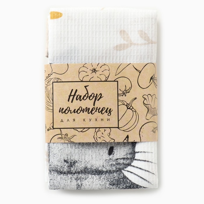 Набор полотенец кухонный Доляна Набор полотенец кухонный Доляна "Сладкой жизни" 35х60см-2шт, 100% хлопок