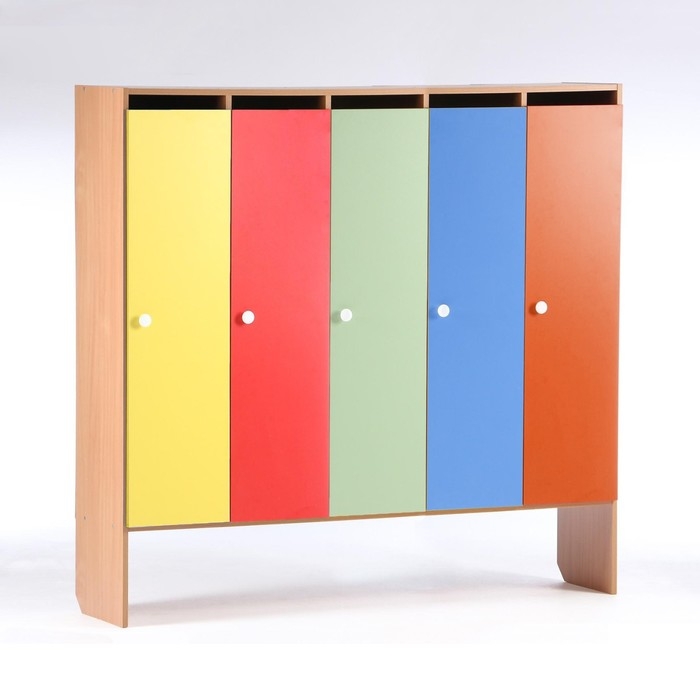 Шкаф для одежды 1496х340х1420 (5-мест), ЛДСП, корпус бук, фасады цветные Шкаф для одежды 1496х340х1420 (5-мест), ЛДСП, корпус бук, фасады цветные