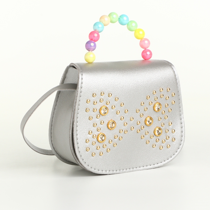 Сумка детская для девочки на клапане «Выбражулька», цвет серебряный Сумка детская для девочки на клапане «Выбражулька», цвет серебряный