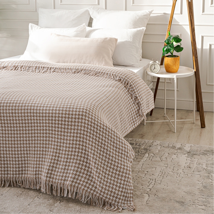 Плед Римский 140х200см, горчичный, хл80%, пэ20%, 320 г/м