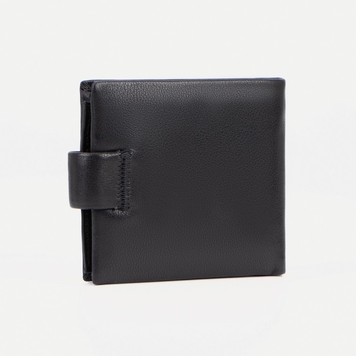 Портмоне мужское на кнопке, для купюр, для карт, для монет, цвет чёрный