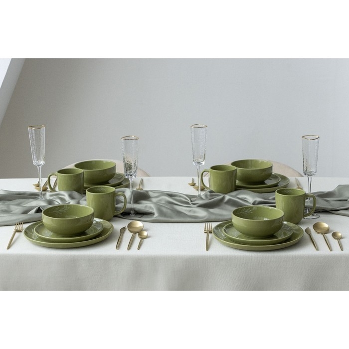 Тарелка керамическая «Олива», 19.6 см, цвет зелёный Тарелка керамическая «Олива», 19.6 см, цвет зелёный