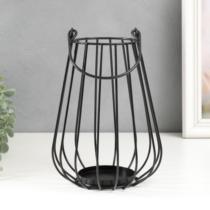 Подсвечник металл на 1 свечу "Лофт. Вазон" чёрный 22х15х15 см
