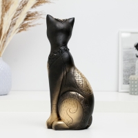 Фигура "Кот Фараон" черная в золоте, 28см
