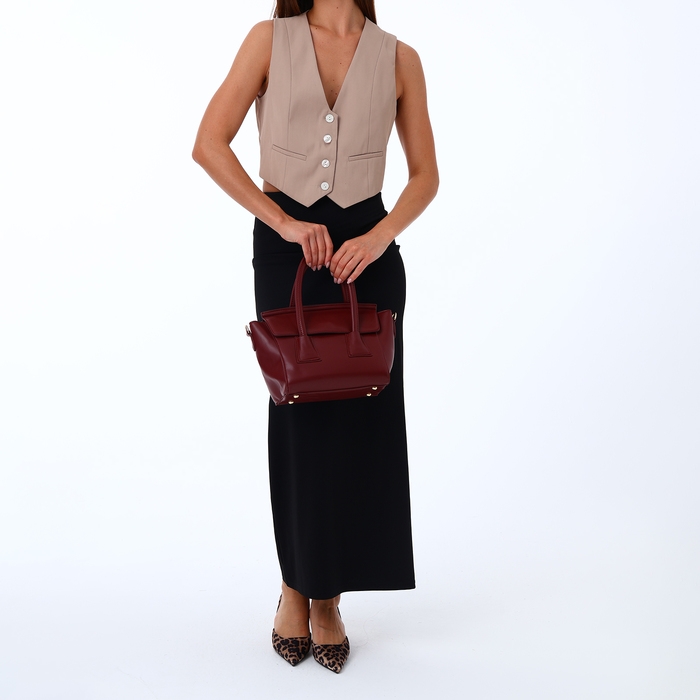 Сумка женская на молнии, цвет бордовый