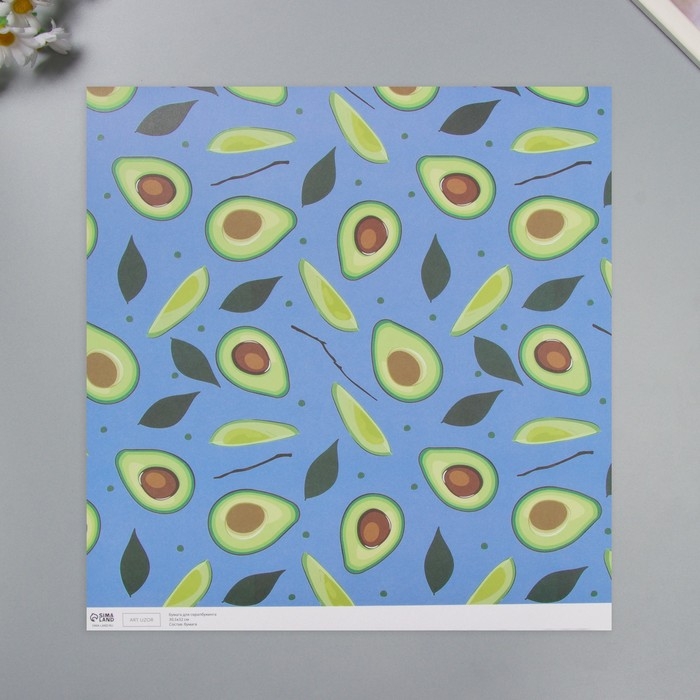 Бумага для скрапбукинга "Авокадо" плотность 180 гр набор 5 шт 30,5х32 см