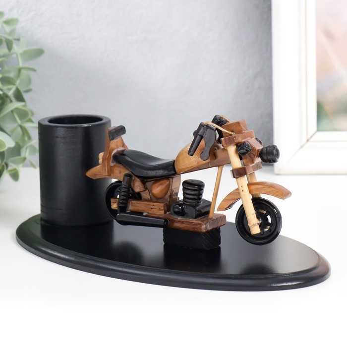 Сувенир дерево подставка под ручки "Мотоцикл" 11,5х26,3х13,7 см