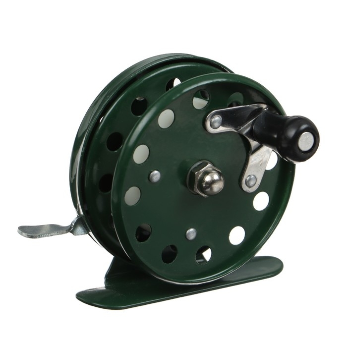 Катушка инерционная, металл, диаметр 5.5 см, цвет темно-зелёный, 806 Катушка инерционная, металл, диаметр 5.5 см, цвет темно-зелёный, 806