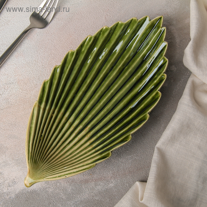 Блюдо керамическое сервировочное &laquo;Дендрарий&raquo;, 27&times;13&times;4 см, цвет зелёный