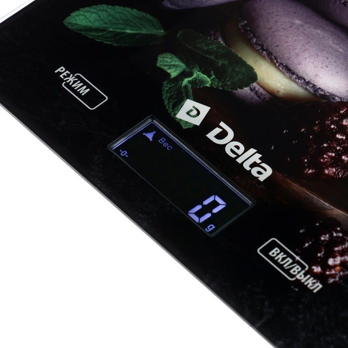 Весы кухонные DELTA KCE-65, электронные, до 5 кг, рисунок Весы кухонные DELTA KCE-65, электронные, до 5 кг, рисунок "Ягодные макарони"