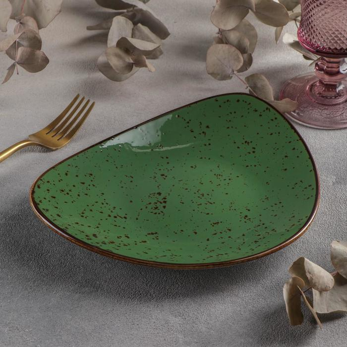 Блюдо керамическое треугольное «Созвездие», 22×18 см, цвет зелёный Блюдо керамическое треугольное «Созвездие», 22×18 см, цвет зелёный