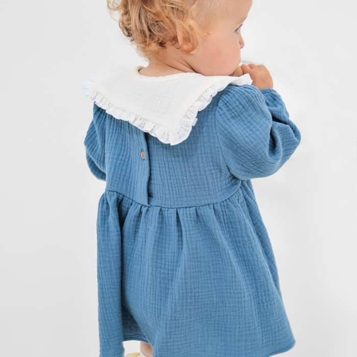 Платье с воротничком Крошка Я Муслин, 74-80, темно-синий