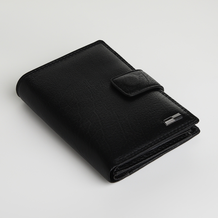 Портмоне мужское на магните 3 в 1, отдел для автодокументов, паспорта, цвет чёрный Портмоне мужское на магните 3 в 1, отдел для автодокументов, паспорта, цвет чёрный
