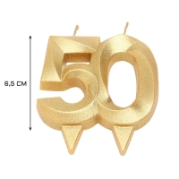 Свеча для торта юбилейная "Грань", цифра 50, золотой блеск, 8см Свеча для торта юбилейная "Грань", цифра 50, золотой блеск, 8см