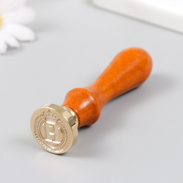 Печать для сургуча с деревянной ручкой Печать для сургуча с деревянной ручкой "Корона с буквой H" 9х2,5х2,5 см