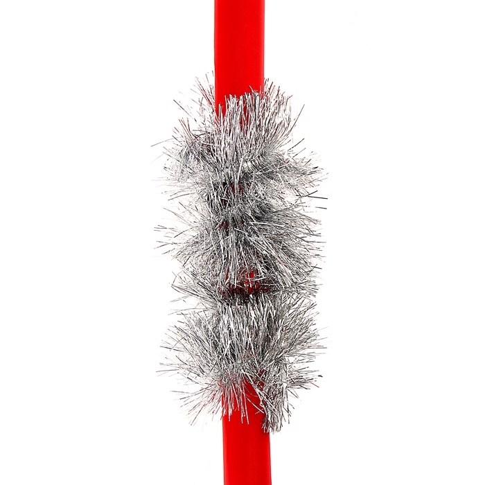 Карнавальный посох «Снежинка», разборный, длина 160 см, серебристая мишура, цвет красный Карнавальный посох «Снежинка», разборный, длина 160 см, серебристая мишура, цвет красный