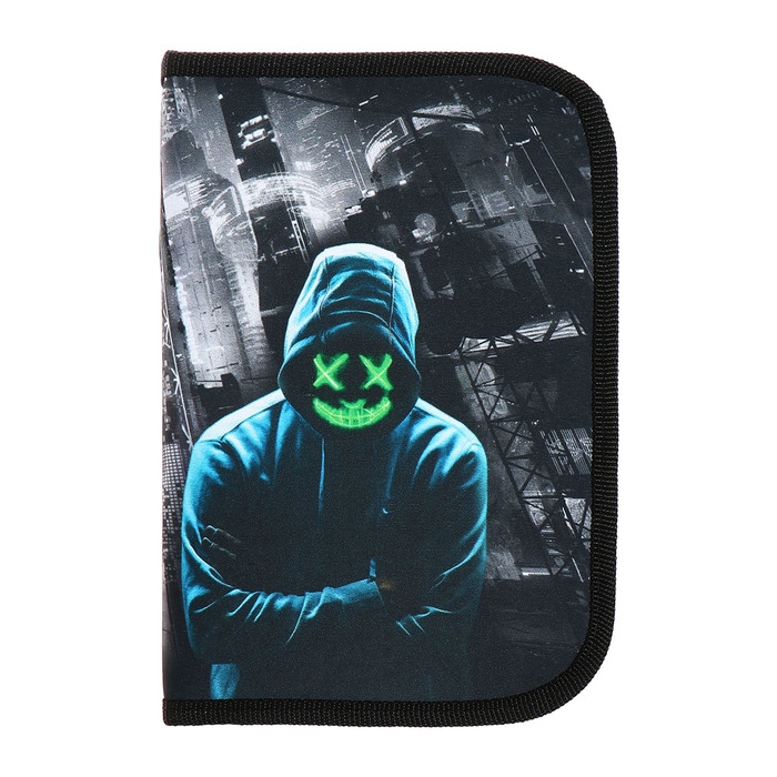 Пенал 1 секция 140 х 210 х 40 мм, откидной карман и косметичка, тканевый, Calligrata TOP Content Пенал 1 секция 140 х 210 х 40 мм, откидной карман и косметичка, тканевый, Calligrata TOP Content "Маска"