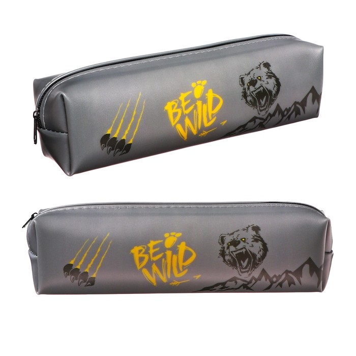 Пенал школьный на молнии Пенал школьный на молнии "Медведь" Calligrata, серый