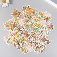 Наклейки для творчества "Садовые цветы" тиснение золото набор 48 шт 9х7х0,8 см