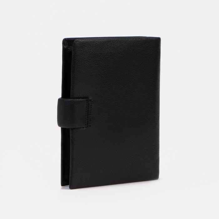 Портмоне мужское на кнопке для автодокументов и паспорта, цвет чёрный