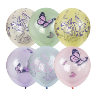 Шар латексный 12" &laquo;Бабочки&raquo;, кристалл bubble, ассорти, набор 25 шт.