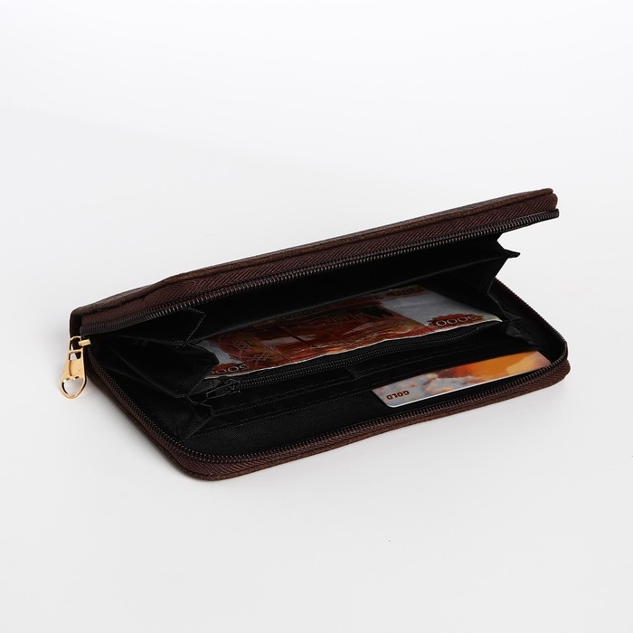 Кошелёк женский на молнии, цвет коричневый