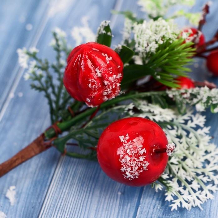 Декор "Зимние грезы" ягоды снежные веточки, 19 см