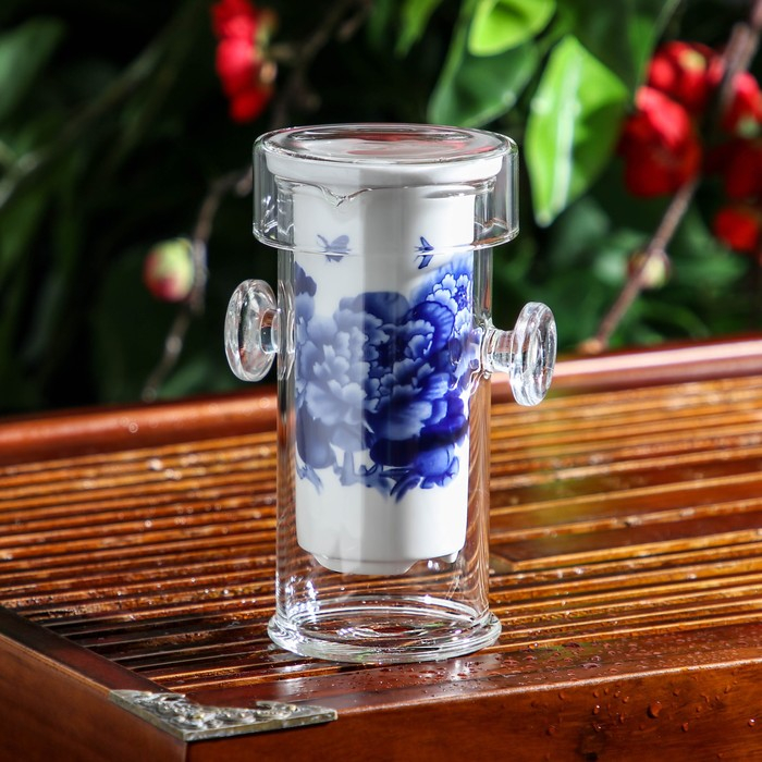 Стеклянная колба для заваривания чая &laquo;Горный пейзаж&raquo;, 200 мл, 7&times;6&times;10,7 см, рисунок МИКС