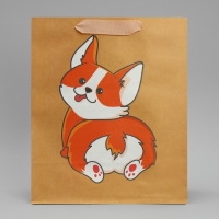 Пакет подарочный крафтовый вертикальный, упаковка, &laquo;Пёсик&raquo;, ML 23 х 27 х 11.5 см