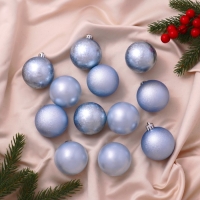 Набор шаров пластик d-5 см, 12 шт "Классика ассорти" голубой