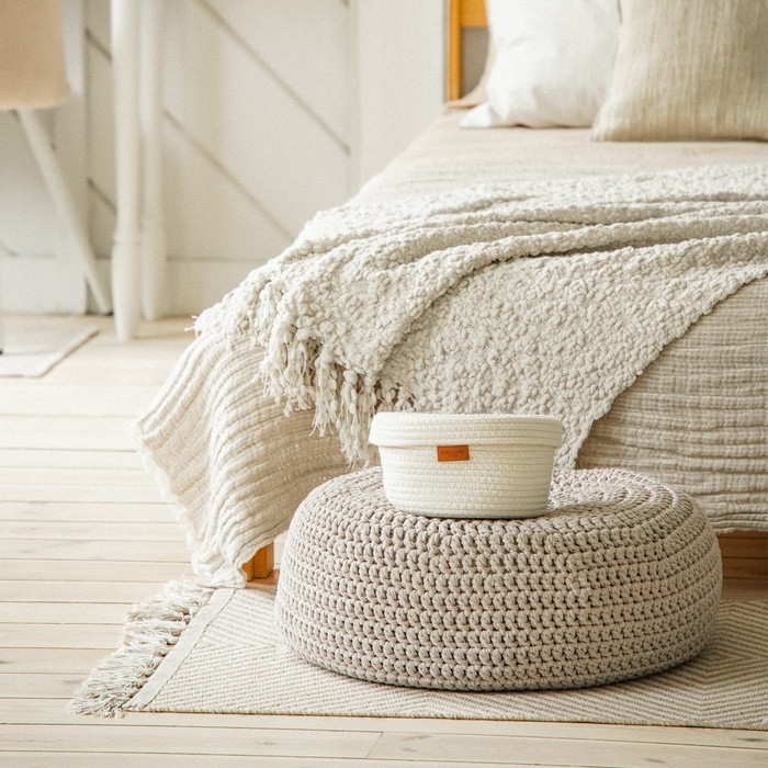 Корзина для хранения SL Home &laquo;Бэлл&raquo;, плетёная ручной работы, малая, 25&times;25&times;13,5 см, цвет белый