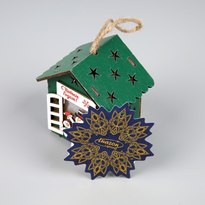 Ёлочная игрушка &laquo;Дом снеговиков&raquo;, от батареек, свечение тёплое белое