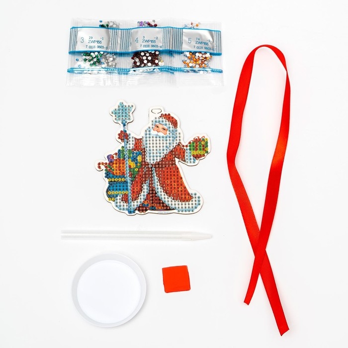 Алмазная мозаика на новый год с частичным заполнением для детей на подвеске &laquo;Дедушка Мороз&raquo;, новогодний набор для творчества