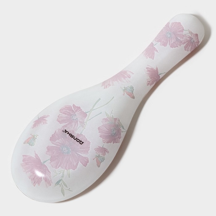 Подставка стеклянная под ложку Доляна &laquo;Красные маки&raquo;, 23,5&times;8,3&times;1,5 см