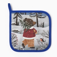 Новый год. Прихватка Этель Forest bear саржа, 19х19см,100% хл,ватин 250г/м2 Новый год. Прихватка Этель Forest bear саржа, 19х19см,100% хл,ватин 250г/м2