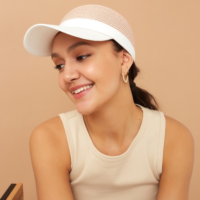 Кепка женская плетеная MINAKU цвет пудровый, размер 56-58 Кепка женская плетеная MINAKU цвет пудровый, размер 56-58