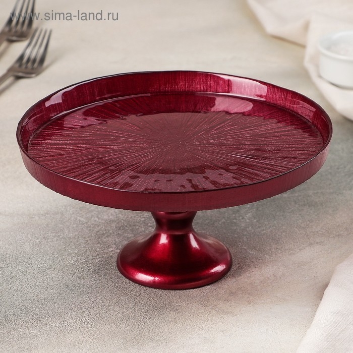 Блюдо сервировочное для торта «Кувшинка», d=21 см, на ножке, цвет красный Блюдо сервировочное для торта «Кувшинка», d=21 см, на ножке, цвет красный