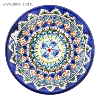 Тарелка Риштанская Керамика "Цветы", синяя, плоская, 15 см Тарелка Риштанская Керамика "Цветы", синяя, плоская, 15 см