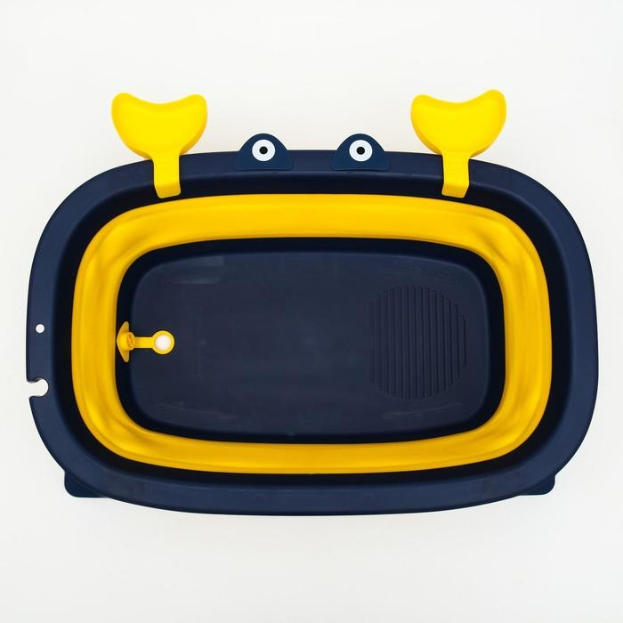 Ванночка детская складная со сливом, &laquo;Краб&raquo;, 67 см., цвет синий/желтый