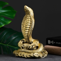 Фигура "Кобра на деньгах" золото, 26х16х10см