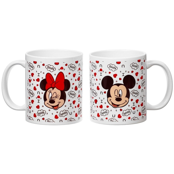 Набор парных кружек, 320 мл "Сердечки", Микки и друзья