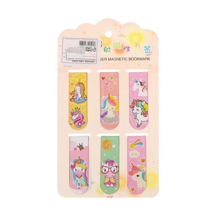 Набор закладок магнитных для книг 6 штук Пони 60*19мм МИКС CALLIGRATA Набор закладок магнитных для книг 6 штук Пони 60*19мм МИКС CALLIGRATA