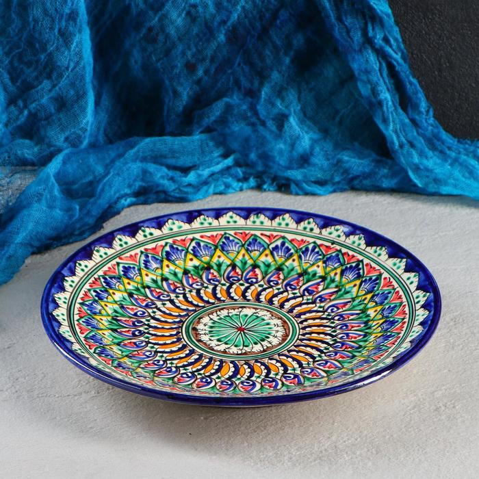 Тарелка Риштанская Керамика Тарелка Риштанская Керамика "Цветы", 26 см, синяя микс
